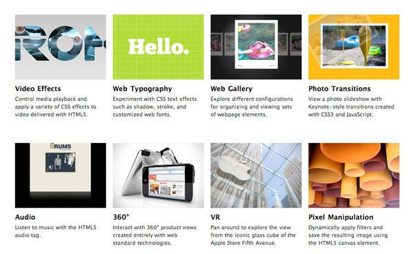 Apple HTML5 and CSS3 showcase page