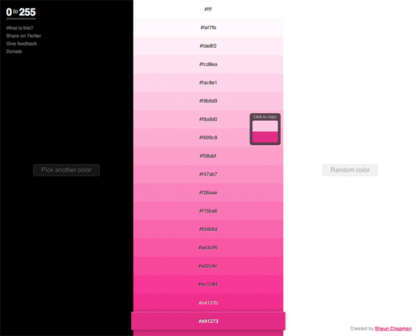 0to255 helps web designers find lighter and darker #colors